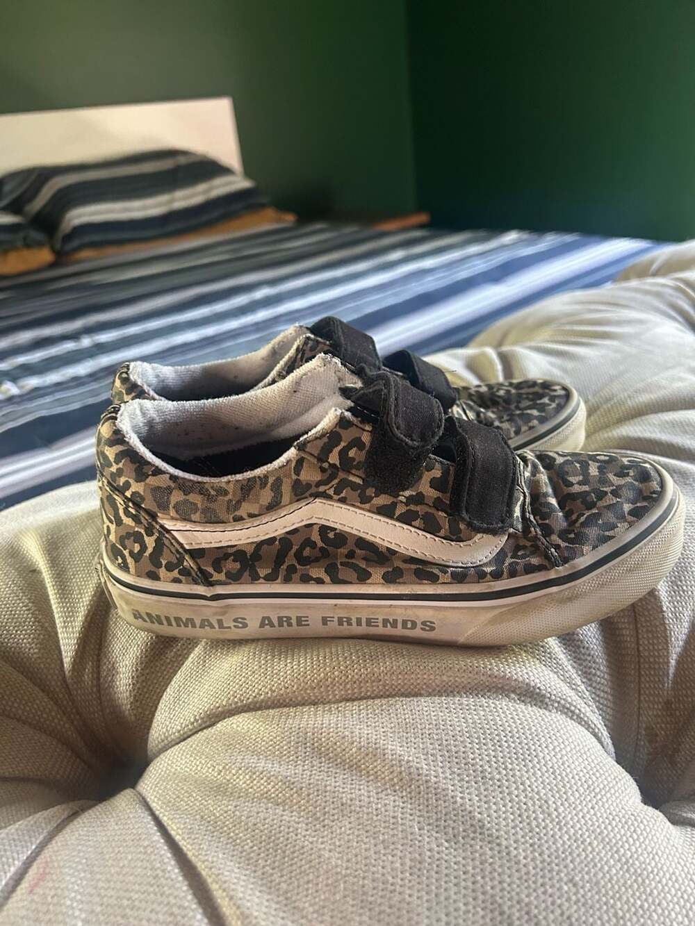 Vans Old Skool V Leopard Print Animals Are Friends Kids Sneakers